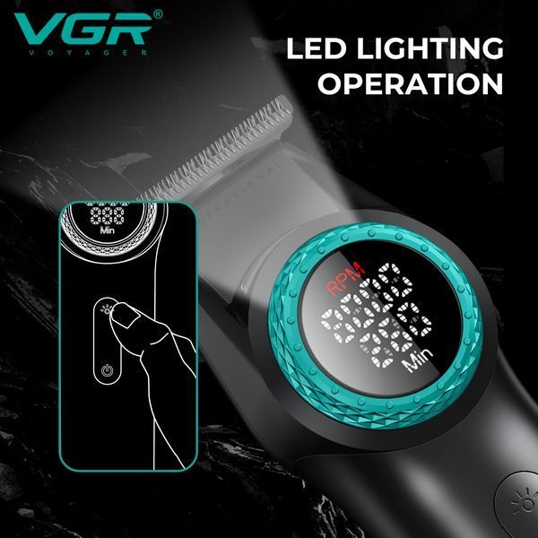 Профессиональный триммер для волос бороды и усов с DLC лезвиями VGR V-977 сменными насадками 1,5-6 мм и BLDC мотором Black R-V-977 black фото