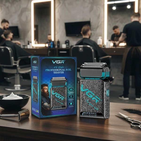 Шейвер VGR V-374 профессиональный аккумуляторный для сухого бритья с LED-дисплеем и USB Type-C Green R-V-374 green фото