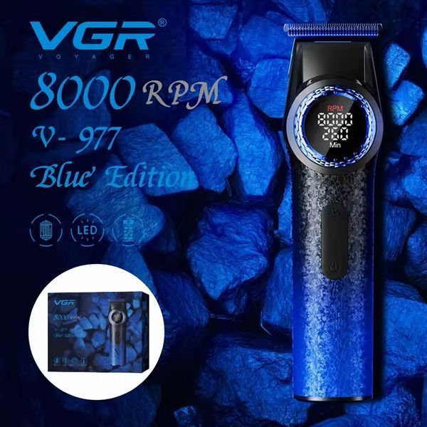 Профессиональный триммер для волос бороды и усов с DLC лезвиями VGR V-977 сменными насадками 1,5-6 мм и BLDC мотором Blue Edition R-V-977 blue edition фото