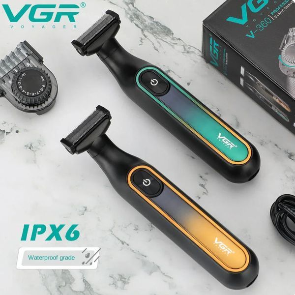 Електробритва шейвер VGR V-360 з тримером для бороди та вусів, акумуляторна, телескопічна насадка 0,1&ndash;9 мм, LED-дисплей, IPX6 Gold R-V-360 gold фото