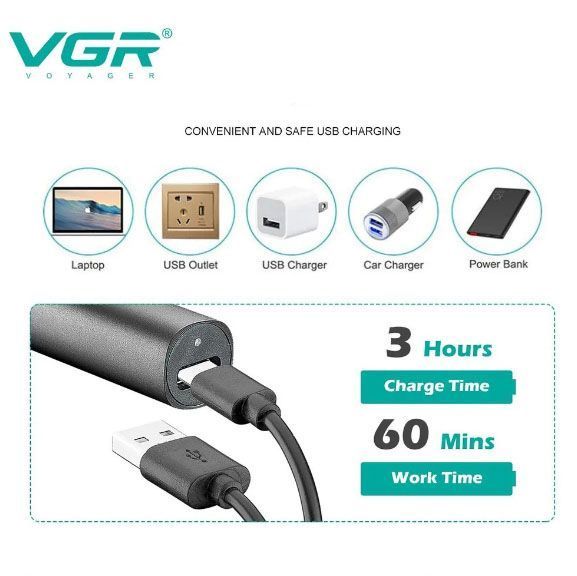 Аккумуляторный триммер 2 в 1 для стрижки бровей, волос в носу и ушах VGR V-615  R-V-615 фото