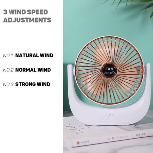 Мощный тихий настольный аккумуляторный вентилятор USB Fan Portable F138 R-F138 фото