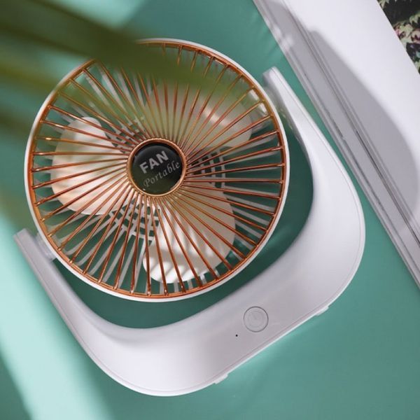Мощный тихий настольный аккумуляторный вентилятор USB Fan Portable F138 R-F138 фото