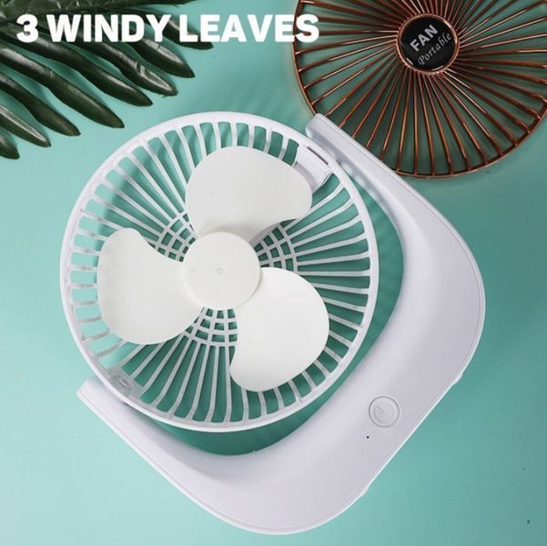 Мощный тихий настольный аккумуляторный вентилятор USB Fan Portable F138 R-F138 фото