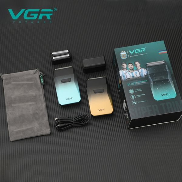 Шейвер VGR V-372 профессиональный аккумуляторный с двойной титановой сеткой, электробритва 7500 об/мин, 120 минут Green R-V-372 green фото
