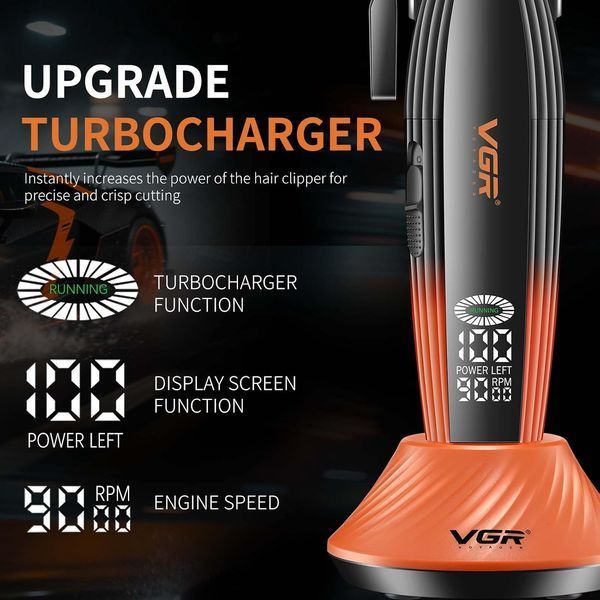 Професійна бездротова машинка для стриження волосся VGR V-889C тример для волосся, бороди та вусів Orange R-V-889C фото